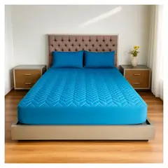 HOGARETO - Protector Colchón Cama Queen + 2 Fundas de Almohada Color Turquesa