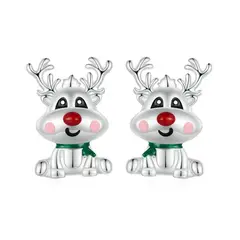 ALHAJAS - Aretes Para Mujer Navidad Reno Fabricados En Plata 925