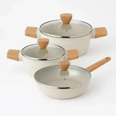 BERGNER - Set 6 Piezas Naturally: Ollas 20/24cm y Sartén 28cm con Tapa