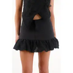 TENNIS - Falda corta con detalle tipo globo negra para mujer