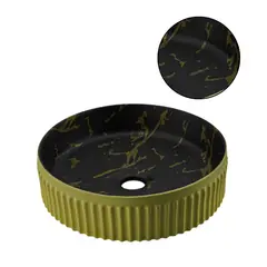 GENERICO - Lavamanos Moderno Redondo Negro Marmol Ceramico Verde