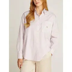 CALVIN KLEIN - Camisa Rosa Holgada De Rayas De Popelín en Algodón