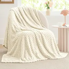 GENERICO - Cobija Ovejero Diseño 3D Doble-Queen 210x190 Color Beige Claro