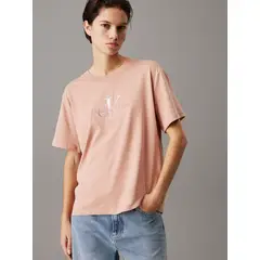 CALVIN KLEIN - Camiseta beige holgada con monograma