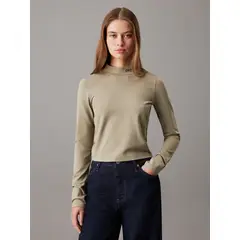 CALVIN KLEIN - Camiseta Verde manga larga punto milano