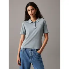 CALVIN KLEIN - Polo azul slim de punto de algodón