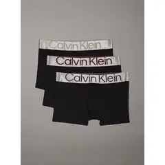 CALVIN KLEIN - Pack negro de 3 boxer trunk- reconsidered steel cotton