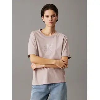 CALVIN KLEIN - Camiseta beige holgada con monograma