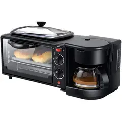SOKANY - Horno Eléctrico Tostador Original Cafetera Parrilla 3 En 1