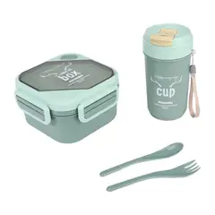 GENERICO - Portacomidas Lonchera Con Termo Y Cubiertos Recipiente Set