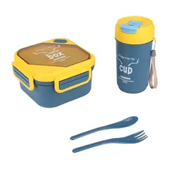 GENERICO - Portacomidas Lonchera Con Termo Y Cubiertos Recipiente Set