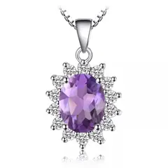 ALHAJAS - Collar Cadena Princesa Para Mujer Piedra Amatista En Plata 925