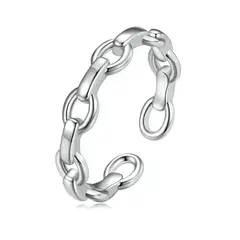 ALHAJAS - Anillo Ajustable Para Mujer Cadena En Plata 925