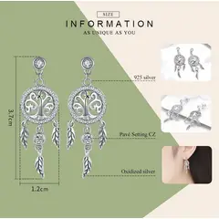 ALHAJAS - Aretes Pendientes Para Mujer Árbol De La Vida Fabricados En Plata 925