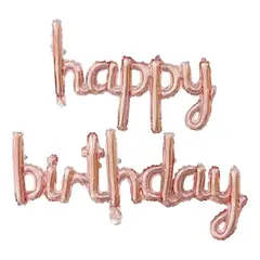 GENERICO - Globo happy birthday Letras Cursiva rosa