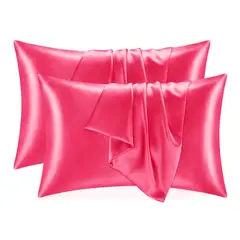 GENERICO - Fundas de Almohada Satín Premium Fucsia Set x 2 unds