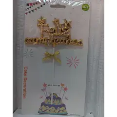 GENERICO - Topper metalizado feliz cumpleaños dorado