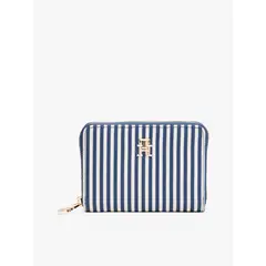 TOMMY HILFIGER - Billetera azul de rayas con cremallera