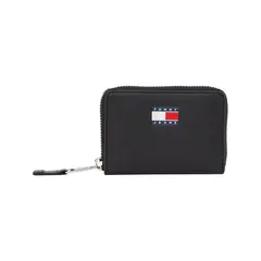 TOMMY HILFIGER - Billetera negra Essential con cremallera
