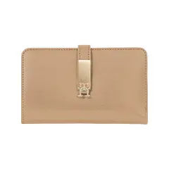 TOMMY HILFIGER - Billetera beige Heritage plegable con monograma TH
