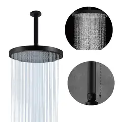 GENERICO - Regadera Antihongos Ducha Negro Mate Self-cleaning A Techo