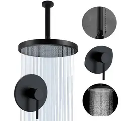 GENERICO - Kit Mezclador -ducha Antihongos Negro Self-cleaning Techo