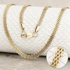 GLEAM GOLD - Cadena Oro Laminado 18K Tejido Chinesco 6MM x 65 CM Unisex
