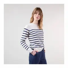 DIBALLET - Saco de rayas blanco con azul marino para mujer estilo preppy