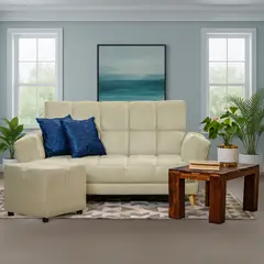 GENERICO - Sofá Cama AMAIKA Tipo Ocean Marfil con Cojines y Puff
