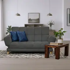 GENERICO - Sofá Cama AMAIKA Tipo Ocean Gris Oscuro con Cojines