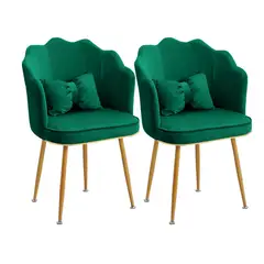 DIMATEX LEON - Set X2 Silla Decorativa Sala Comedor Dormitorio Refalana Dorado OscuroVerde