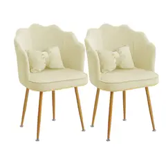 DIMATEX LEON - Set X2 Silla Decorativa Sala Comedor Dormitorio Refalana Dorado OscuroBlanco
