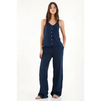 TENNIS - Camisa de tiras con detalle bordado azul para mujer