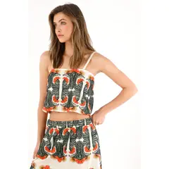 TENNIS - Camisa corta en tela bordada para mujer