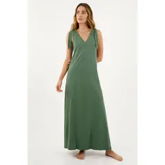 TOPMARK - Vestido verde con escote para mujer