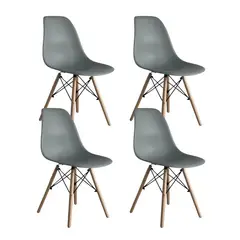 GENERICO - KIT X4 Silla Eames Estilo y Funcionalidad GRIS