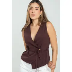 RAGGED - Chaleco sylvhie Cafe puro