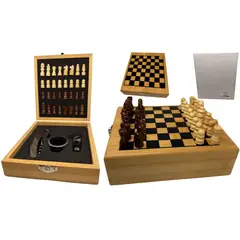 MAZUGI - Set Ajedrez madera con +3 accesorios Destapador Sacacorchos