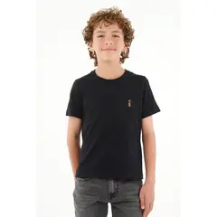 TENNIS - Camiseta negra con mini bordado para niño
