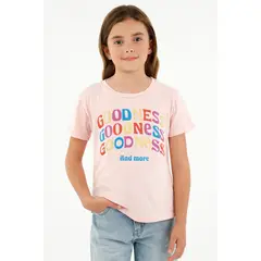 TENNIS - Camiseta básica rosada estampada para niña