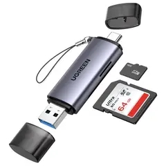 UGREEN - Lector De Tarjetas Adaptador Micro SD TF Doble Puerto 2 En 1