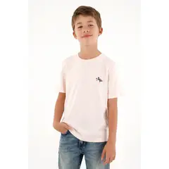 TENNIS - Camiseta rosada básica con estampado divertido para niño