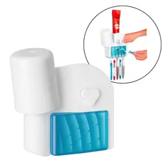 GENERICO - Organizador Cepillos 5 Puestos Dispensador Crema Dental Antigoteo