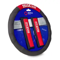 SPARCO - Funda Cubre Volante + Cubre Cinturon Rojo SPC1111KRD