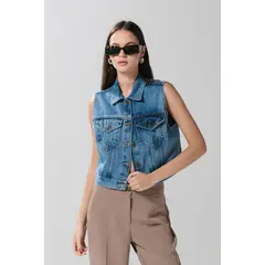 KOAJ - CHALECO JEAN CROPPED MUJER
