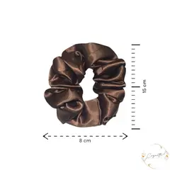 GENERICO - Pack x4 Moñas Scrunchie en satín premium licrado color Cafe