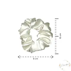 GENERICO - Pack x4 Moñas Scrunchie en satín premium licrado color Blanco Perla