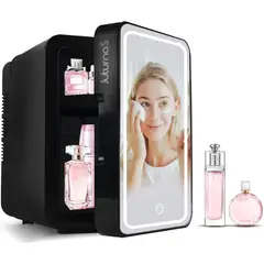 KOBALT - Mini nevera negra portátil con espejo y luz led 6 LITROS