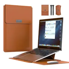 GENERICO - Funda para Portátil Multiusos en Cuero Vegano Premium Cafe