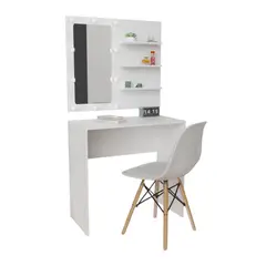 DKO DESIGN - Tocador Tomy Con Luces Led + Silla Blanco